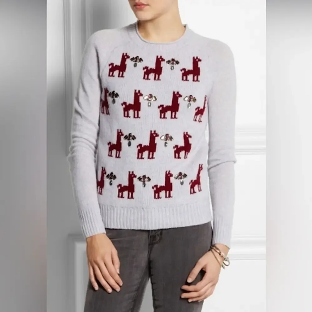J.CREW‎ Embellished Ilama-intarsia wool sweater